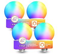 Ampoule LED Globe G80, 6W E27 Ampoule Couleur Changeante, 2700K-6000K, 4PCS | CRI95 Variation Bluetooth via application, RGB + blanc, 600lm équiv. 60W, IP44 pour miroir de salle de bain, chambre et fêtes