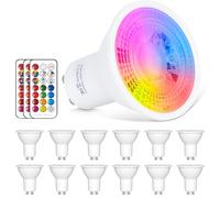 Ampoule LED GU10 Spot Ampoules 6W Changement De Couleur RGBW Dimmable Par 21Touches Télécommande RGB Blanc Chaud 2700K 540LM 50W Ampoules Halogènes Equivalent (Pack of 12)