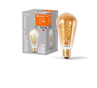 Ampoule LED LEDVANCE SMART+ WIFI, teinte dorée, 8W, 650lm, forme Edison 64mm de diamètre, E27, lumière blanche réglable (2200-5000K), dimmable, application ou commande vocale, longue durée de vie