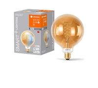 Ampoule LED LEDVANCE SMART+ WIFI, teinte dorée, 8W, 650lm, forme globe diamètre, 125mm et E27, lumière blanche réglable (2200-5000K), dimmable, application ou commande vocale, longue durée de vie