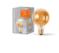 Ampoule LED LEDVANCE SMART+ WIFI, teinte dorée, 8W, 650lm, forme globe diamètre 80mm, culot E27, lumière blanche réglable (2200-5000K), dimmable, application ou commande vocale, longue durée de vie