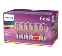 Ampoule LED - PHILIPS - E27 - 40W - Blanc Chaud - Verre - Lot de 6