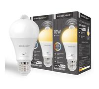 Ampoule LED PIR à capteur de mouvement avec base E27, marche/arrêt automatique par capteur PIR équipé et capteur crépuscule à l'aube, détecteur de mouvement, ampoule de sécurité, lot de 2