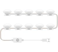 Ampoule LED pour miroir de courtoisie Lumière frontale de miroir Lumière de maquillage USB Lumière de miroir à gradation tricolore Lumières de recharge