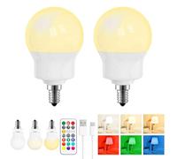 Ampoule LED Rechargeable avec Télécommande, Ampoule Sans Fil Magnétique E14 Dimmable 480LM, 3 Températures de Couleur + 9 Couleurs RGB, 3 Timer, pour Lampes Murales, Camping & Urgence, Lot de 2