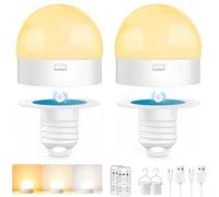 Ampoule LED Rechargeable Avec Télécommande, LED E27 à Intensité Variable,Avec Minuterie, 3 Températures de Couleur, Culot Magnétique, Usage Domestique, Lampe de Secours Avec Crochet, lot de 2