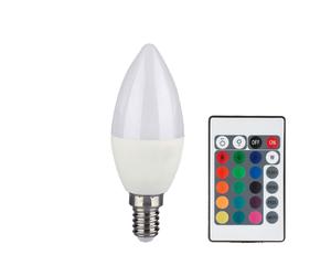 Ampoule LED RGB E14 dimmable avec bougie télécommandée avec changement de couleur, 4,8 watts 470 lumens blanc chaud, DxH 3,6x11 cm, V-Tac 2926