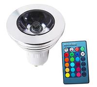 Ampoule LED RVB GU10 3 W - Changement de couleur - Ampoule avec télécommande - 180 lm - AC 85-265 V - 50 x 60 mm - 16 couleurs - 4 modes