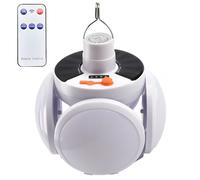 Ampoule LED solaire pliable avec télécommande, 5 modes, étanche, double batterie, parfaite pour le camping et l'utilisation en extérieur