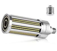 Ampoule LED ultra lumineuse 80W sans ventilateur (remplace 600W) - Ampoule LED E27 avec adaptateur E40 - 6000K blanc froid 9,600lm pour éclairage de territoire, garage, atelier, éclairage de route