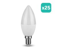 Ampoule LED V-TAC - CREE - Bougie - Douille E14 - IP20 - Blanche - 6,5 W - 600 lumens - 4000 K - Lot de 25