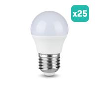 Ampoule LED V-TAC - Golf - Douille E27 - IP20 - Blanche - 6,5 W - 600 lumens - 4000 K - Lot de 25