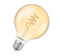 Osram Vintage 1906 Globe est une blanc chaud avec un filament en spiraen forme de bouclassique. Il propose 3,4 W pour 470 lm,E27, verre doré, diamètre 95 mm, 2700 K.