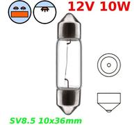 AMPOULE NAVETTE 12V 10W SV8.5 10 x 36 mm FEU ARRIERE STOP CLIGNOTANT PLAQUE D'IMMATRICULATION PLAFOND INTERIEUR LAMPE VOYANT TABLEAU