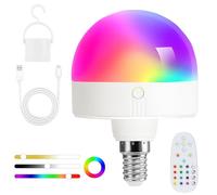 Ampoule rechargeable avec minuterie et télécommande, ampoules à piles à intensité variable avec base magnétique, ampoule LED E14 amovible, lampes non câblées avec 3 températures de couleur + 12 RGB