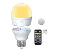 Ampoule Rechargeable USB-C Avec Télécommande, Ampoules LED AC100-240V E27 7W, Ampoule Rechargeable à Commande Tactile Et Intensité Variable 3 Couleurs, Lampe De Secours 2000mAh Avec Aimant, Lot de 1