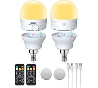 Ampoule Rechargeable USB-C Avec Télécommande Ampoules LED E14 7W AC100-240V Ampoule Rechargeable à Contrôle Tactile Dimmable 2pc