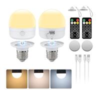 Ampoule Rechargeable USB-C Avec Télécommande, Ampoules LED E27 7W, Ampoule Rechargeable à Intensité Variable CCT Avec Minuterie Et Batterie, Lampe De Secours D'extérieur 2000 mAh Avec Aimant, 2 Pack