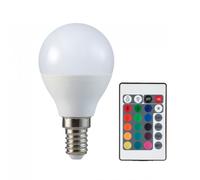 Ampoule RGB LED E14 dimmable avec télécommande Boule avec changement de couleur, 4,8 watts 470 lumens blanc chaud, DxH 4,5x8,8 cm, V-Tac 3029