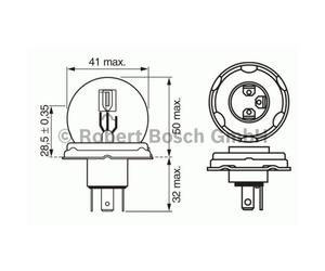 Ampoule secondaire BOSCH R2 Pure Light 12V, 45/40W, 1 pièce