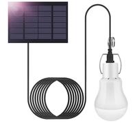 Ampoule solaire LED d'extérieur avec câble de 3,5 m - Lanterne solaire de camping - Lampe suspendue avec panneau solaire - Lampes solaires à suspendre - Ampoule 3 W pour l'extérieur et l'intérieur