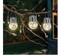 Ampoule solaire LED Globe en verre craquelé - ESOTEC - Boîte de 3 - Jaune - Extérieur