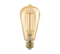Ampoule vintage E27 ambre filament rétro dimmable, verre clair, 4 watts 320 lumens 1700 kelvins blanc chaud, DxH 6,4x14,2 cm