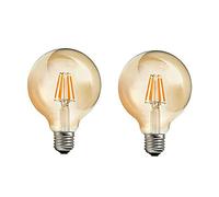 Ampoule Vintage E27 LED Non-Dimmable, 6W Filament G80 Super Brillante 540LM Blanc Chaud 2300K Edison AC 220-240V, Lot de 2