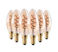 Ampoule Vintage Edison LED Ampoule à Bougie Antique C35 E14 Ampoule Vintage en Spirale 3W Ampoules à Filament Led 2200K / 220V,6pcs