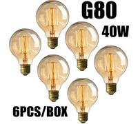 Ampoules à Incandescence Vintage Edison G80 Blanc Chaud 220V - TEMPSA - Lot de 6 - 40W