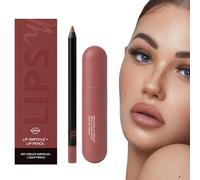 Ampoules À Lèvres Pigmentées Avec Crayon À Lèvres Assorti, Gloss Et Crayon À Lèvres, Rouge À Lèvres Hydratant Longue Tenue, Sans Bavure Et Longue Tenue (#01)