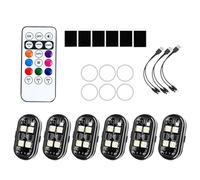 Ampoules Clignotantes - Paquet de 6 lumières LED Brillantes télécommandées | Balises anticollision réglables 8 Couleurs pour remorques, poussettes, motocyclettes, véhicules, Scooters, Camping