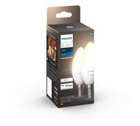 Philips Hue Ampoules LED White Flamme E14 Bluetooth Alexa Google Assistant HomeKit Pack de 2