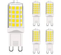 Ampoules G9 LED 6000K Blanc Froid Non Dimmable 5pcs, 230V 4W 450Lm Équivalent à Halogène T4 40W, Angle de Faisceau 360°, Pour Lampe de Bureau en Cristal