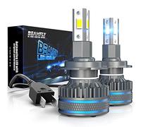 Ampoules H7 LED 18000LM pour Phare Lenticulaire, BEAMFLY Kit de Conversion Halogène/Xénon Phares Avant de Voitures, Projecteurs VLED Haute Puissance 100W, 12V 6000K Lumière Blanche Froide Forte
