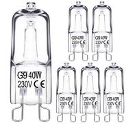 Ampoules halogènes G9, ampoules halogènes à capsule transparente 40 W à intensité variable, ampoules G9 blanc chaud pour lustres, suspensions, lampes d'armoires, lampes de paysage (6 pièces)