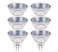 Ampoules Halogènes MR16 50W 12V, 540-600lm Blanc Chaud 2800K, GU5.3 Ampoule Spot Halogène, culot à 2 broches,Projecteur Angle de faisceau 120°, Pour lampes de voie, Lampes encastrées, pack de 6.