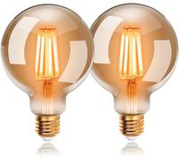 Ampoules LED 4W Edison Vintage G80, Blanc Chaud 2200K E27, Equivalent à Ampoule Incandescente 40W, Lot de 2