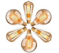 Ampoules LED 6W Edison Vintage G95 + 4W ST64, Blanc Chaud 2200K E27, Equivalent à Ampoule Traditionnelle 54W 40W, Ampoule Rétro à Filament, Rétro Antique Lampe décorative, Non-Dimmable, Lot de 6