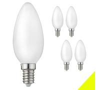 Ampoules LED Bougie C35, Petit Culot A Vis E14, 5W Equivalent Incandescence 40W, 2700K Blanc Chaud, 450 Lumen, Verre Mat Angle de Faisceau 360°Filament Forme Bougie Flamme rétro AC 220V (5 pièces)