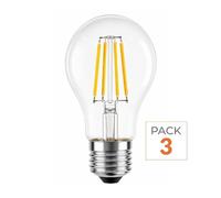 SILAMP Pack de 3 Ampoules LED E27 A60 3.8W Filament Classe Énergétique A 210lm/W - Blanc Chaud 2300K - 3500K