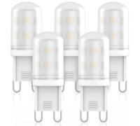 Ampoules LED G9 2W Équivalent 20W-25W Halogène, Blanc Naturel 4000K, Sans Scintillement, Angle 360°, AC220-240V, Non Dimmable, Douille G9, Pack de 5