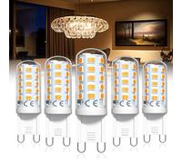 Ampoules LED G9 blanc chaud 2200K lumière ambrée, 4W 300LM équivalent halogène 40W, Non dimmable, Ampoules capsule Economes en énergie pour Lustres, Lampes de bureau et lampadaires, lot de 5