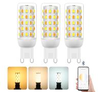 Ampoules LED Smart G9 avec Contrôle Via Application, LED G9 à Intensité Variable Bluetooth, AC 230V, 4W, 400LM, 2700K-6500K, Luminosité Réglable de 1%-100%, Compatible avec la Télécommande, Lot de 3