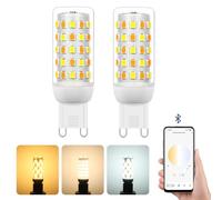 Ampoules LED Smart G9 avec Contrôle Via Application, LED G9 à Intensité Variable Bluetooth, AC 230V, 4W, 400LM, 2700K-6500K, Luminosité Réglable de 1%-100%, Compatible avec la Télécommande, Lot de 2