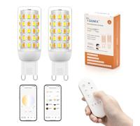 Ampoules LED Smart G9 avec Télécommande et Contrôle via Application, LED G9 à Intensité Variable Bluetooth, AC 230V, 4W, 400LM, 2700K-6500K, Luminosité Réglable de 1%-100% (Lot de 2 avec Télécommande)