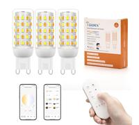 Ampoules LED Smart G9 avec Télécommande et Contrôle via Application, LED G9 à Intensité Variable Bluetooth, AC 230V, 4W, 400LM, 2700K-6500K, Luminosité Réglable de 1%-100% (Lot de 3 avec Télécommande)
