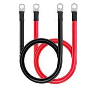 Ampper 8 AWG Battery Cable Set, 20 inch Copper Power Inverter Cables with Terminals for Car, Vehicle, RV, Solar Application and More (1/4" Ring, 1 Set)