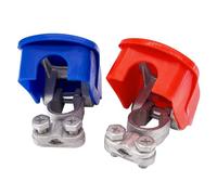 Ampper Bornes de Batterie en Laiton à dégagement Rapide, Quick Disconnect Battery Terminal Ends with Red and Blue Cover (1 Paire)