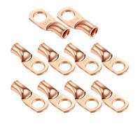 Ampper Heavy Duty Copper Wire Lugs, UL Eyelets Ring Crimp Copper Terminal Connectors for Battery Cable Ends and More (6 Awg, 1/4" Ring, 10 Pcs)
